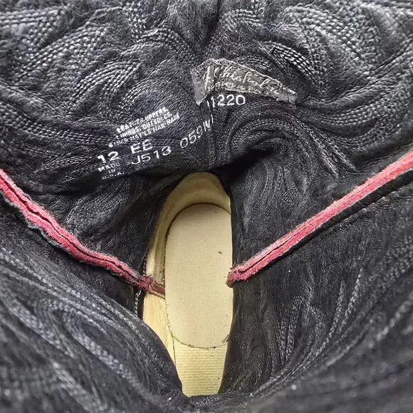 Vintage J. Chisholm Cowboy Western Boots Black Cherry Mens 12 EE 11220 USA Made - Picture 6 of 16